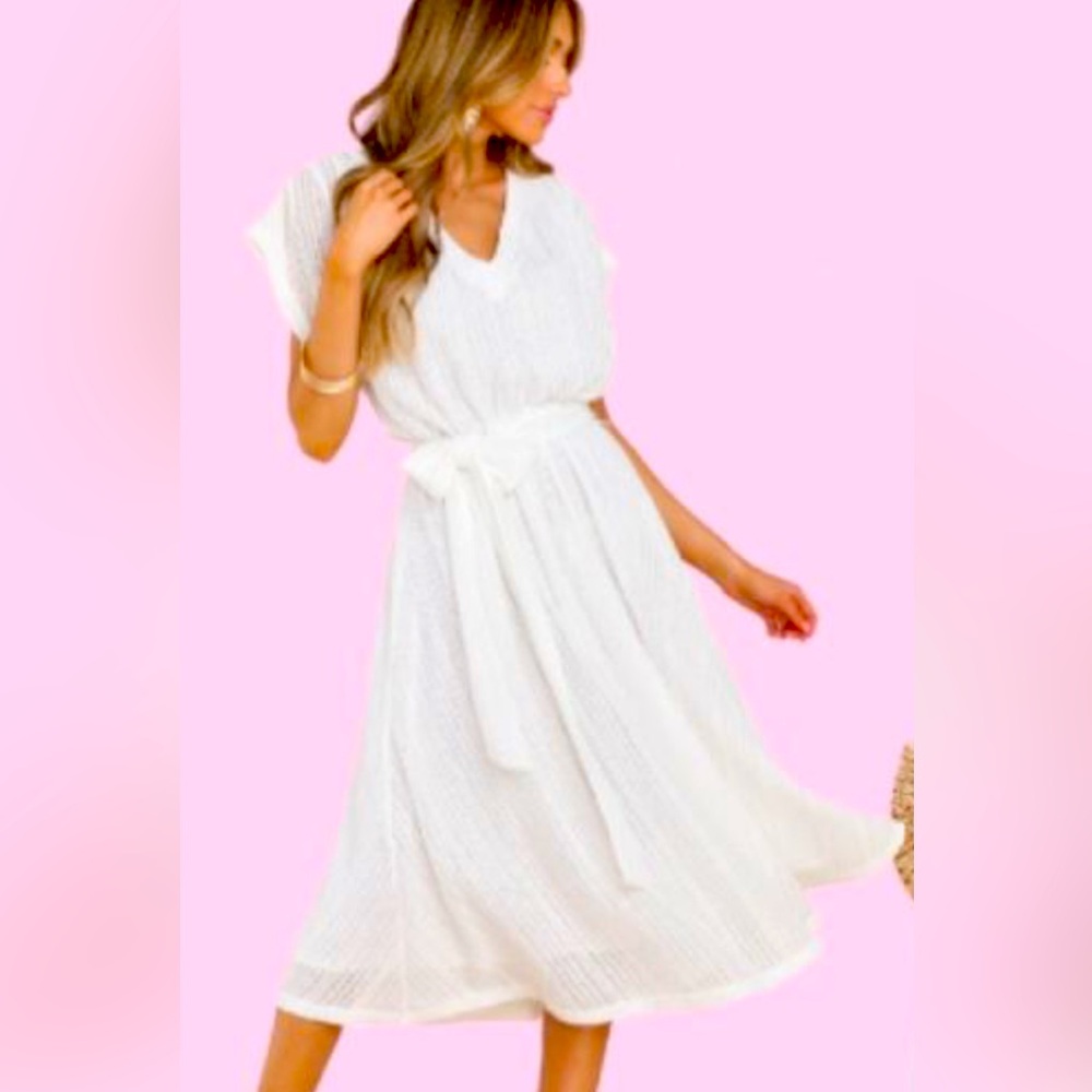 One Day At A Time Ivory Midi Dress - L - NWT